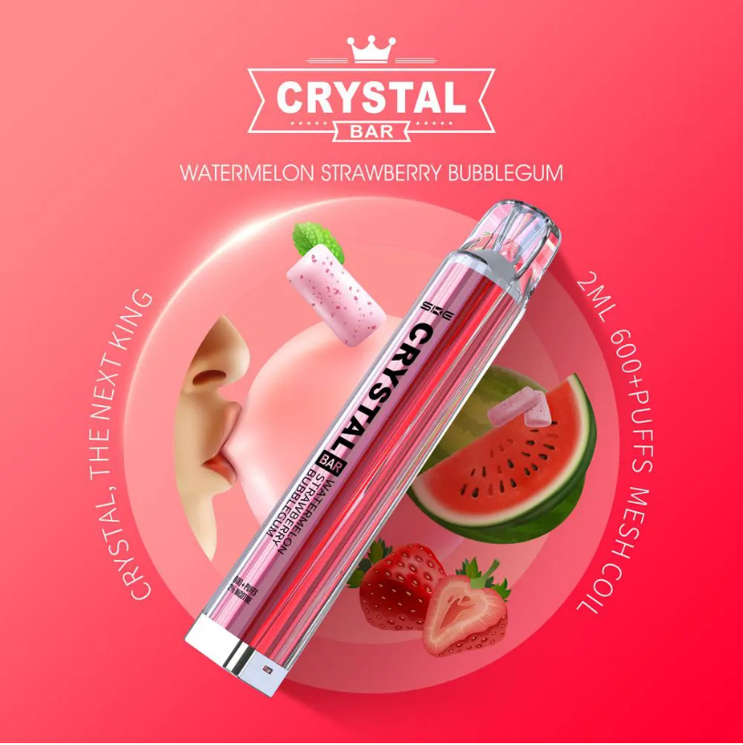 Crystal Bar 600 Einweg Vape - Watermelon Strawberry Bubblegum - Authentic-Smoke