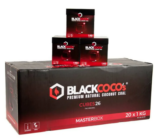 Blackcoco‘s 20KG - Kokosnuss Naturkohle Cubes26 Masterbox - Authentic-Smoke