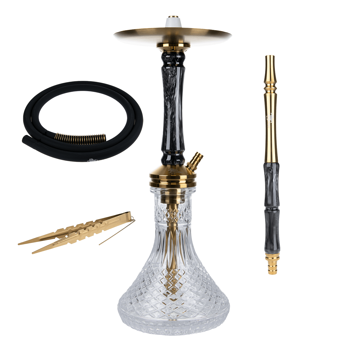 Jookah Edelstahl Shisha - Straight Flush - Gold/Black - Authentic-Smoke