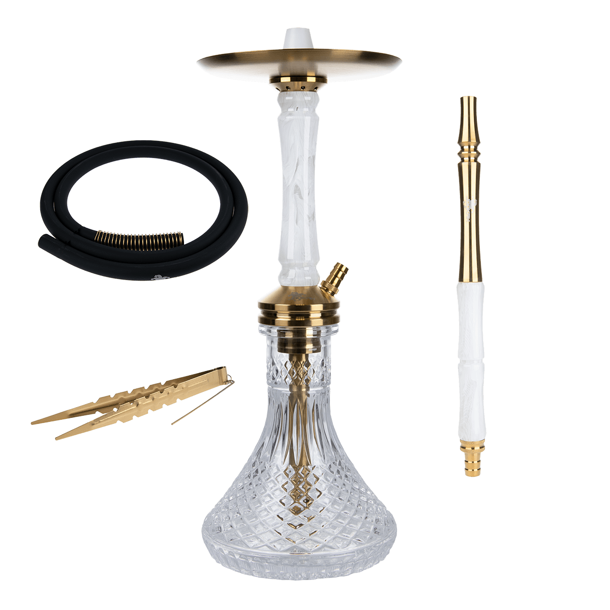 Jookah Edelstahl Shisha - Straight Flush - Gold/White - Authentic-Smoke